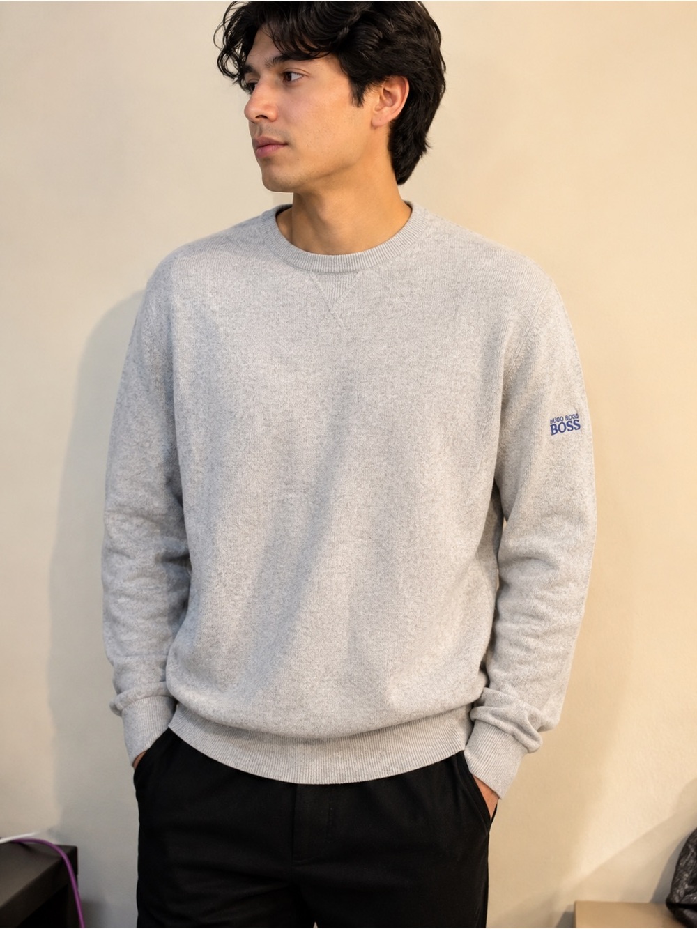 Boss Light Gray Crewneck Sweater